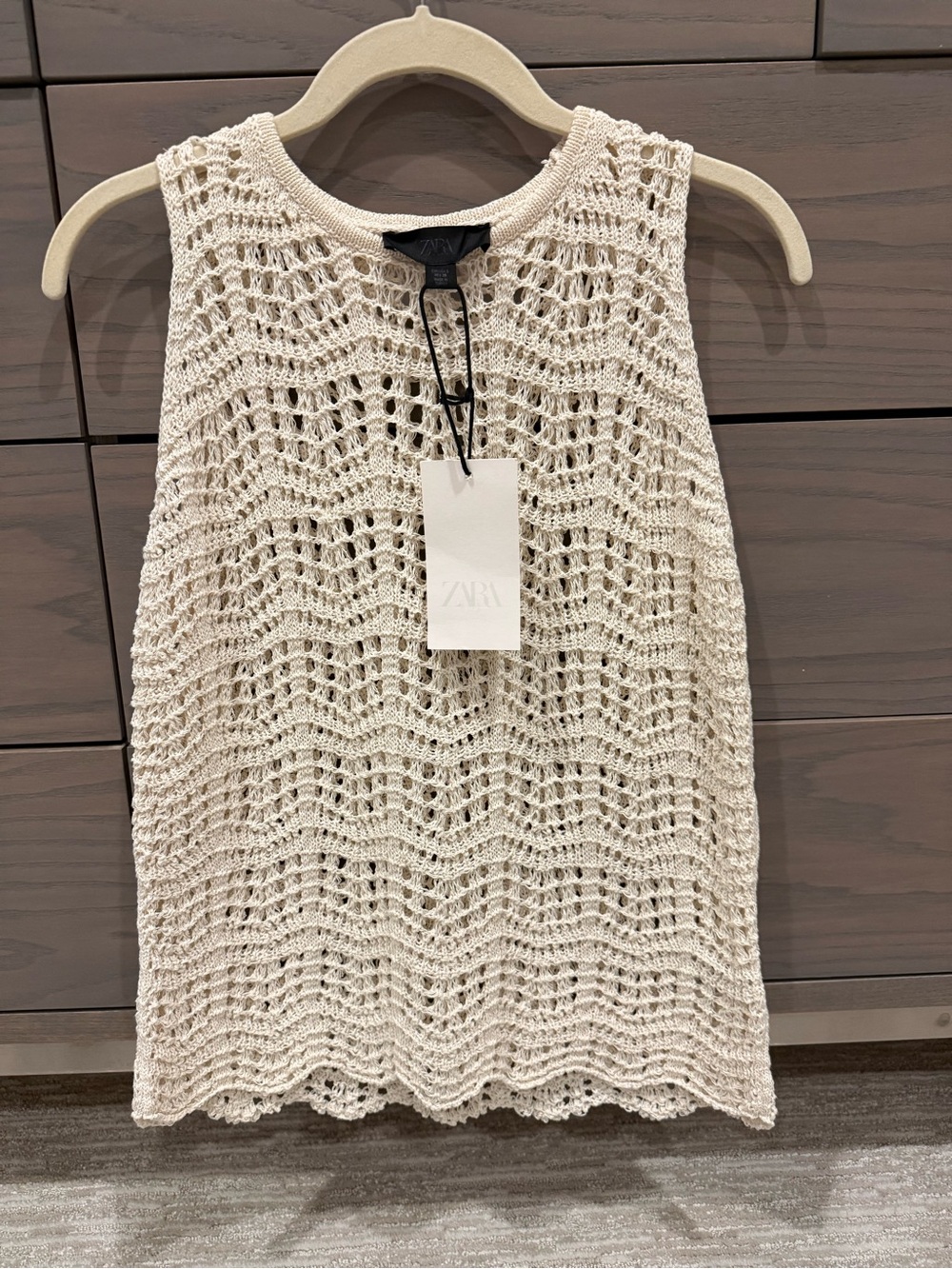 New w Tags ZARA Ivory Crochet Knit Tank - Small